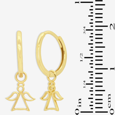 Womens 14K Gold 12.7mm Angel Hoop Earrings