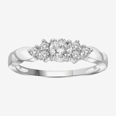 Womens 1 1/ CT. T.W. White Cubic Zirconia Sterling Silver Promise Ring