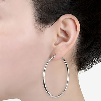 Silver Long Circle Earrings