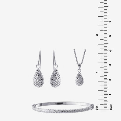 Diamond Cut Womens Sterling Silver 3-pc. Jewelry Set