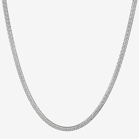Made In Italy Sterling Silver 24 Inch Solid Curb Chain Necklace, One Size
