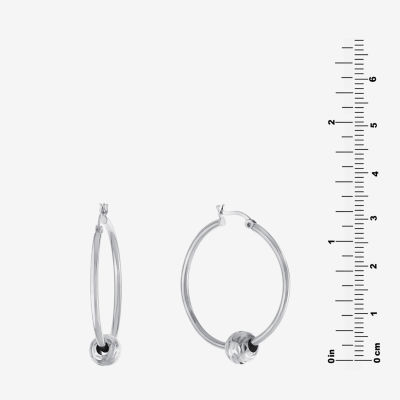 Womens Sterling Silver 36.1mm Ball Hoop Earrings