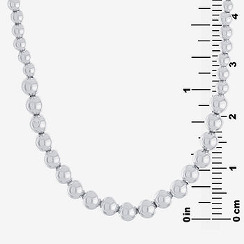 Graduated 4mm - 8mm Beaded Womens Sterling Silver Strand Necklace