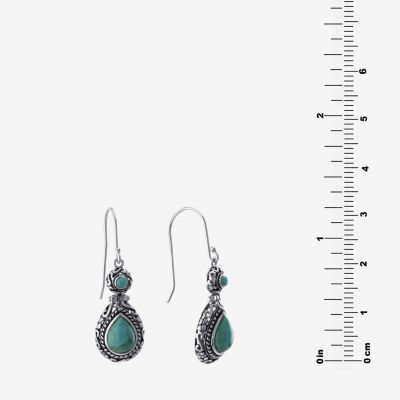 Enhanced Turquoise Oxidized Sterling Silver Teardrop Earrings