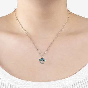 Paw Print Womens Enhanced Blue Turquoise Sterling Silver Pendant Necklace -  JCPenney