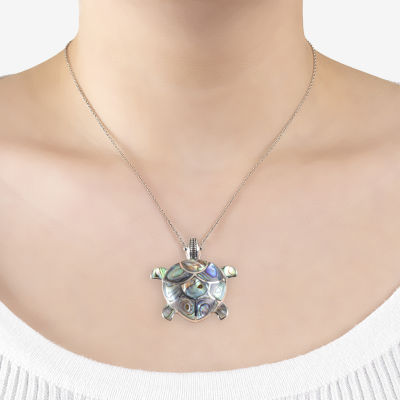 Turtle Womens Genuine Abalone Sterling Silver 18 Inch Pendant Necklace