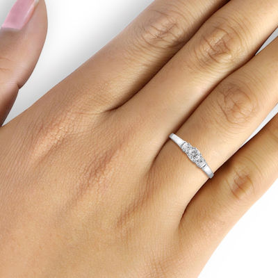 Diamond Accent Three Stone Promise Ring in Sterling Silver