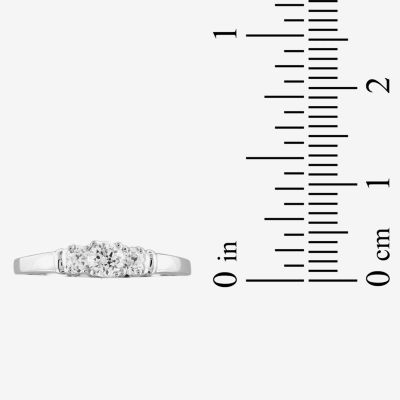 Womens 3/4 CT. T.W. White Cubic Zirconia Sterling Silver 3-Stone Promise Ring