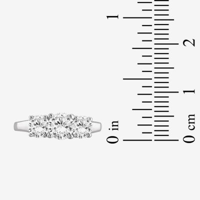 Womens 1 3/4 CT. T.W. White Cubic Zirconia Sterling Silver 3-Stone Promise Ring