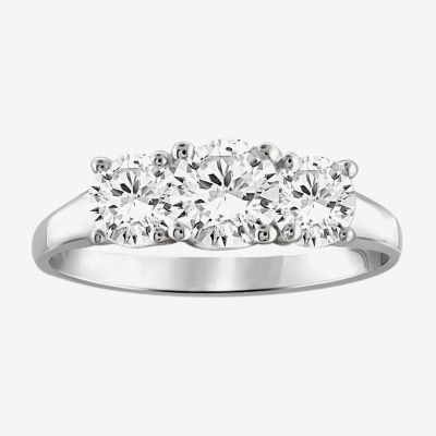 Womens 1 3/4 CT. T.W. White Cubic Zirconia Sterling Silver 3-Stone Promise Ring