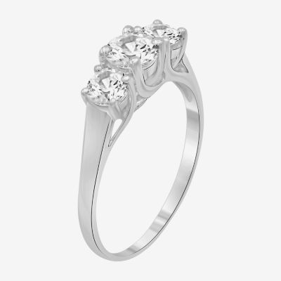 Womens 1 3/4 CT. T.W. White Cubic Zirconia Sterling Silver 3-Stone Promise Ring