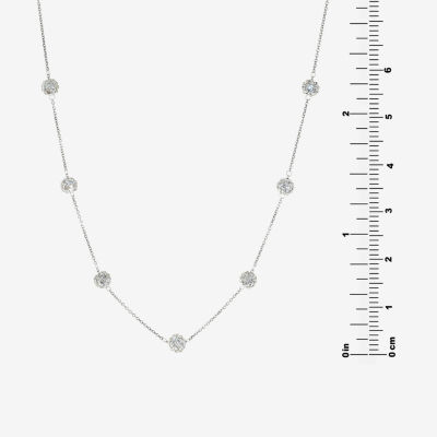 Sterling Silver Crystal Beaded Station Necklace 