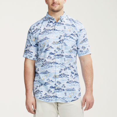 IZOD Saltwater Big and Tall Mens Classic Fit Short Sleeve Button-Down Shirt