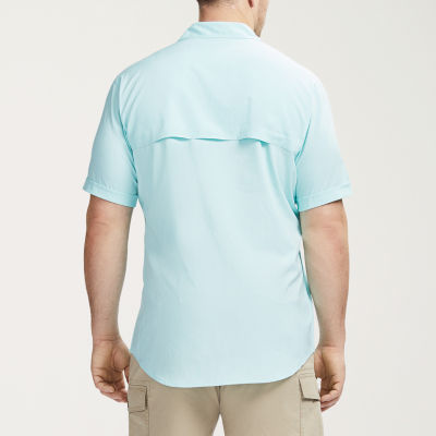 IZOD Saltwater Big and Tall Mens Moisture Wicking Classic Fit Short Sleeve Button-Down Shirt