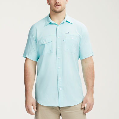 IZOD Saltwater Big and Tall Mens Moisture Wicking Classic Fit Short Sleeve Button-Down Shirt