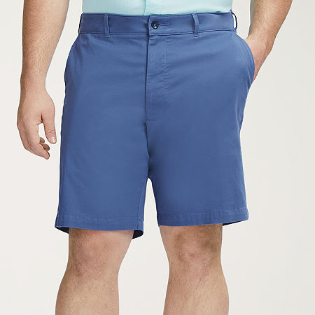 IZOD 12" Mens Big and Tall Stretch Fabric Chino Short, 48, Blue