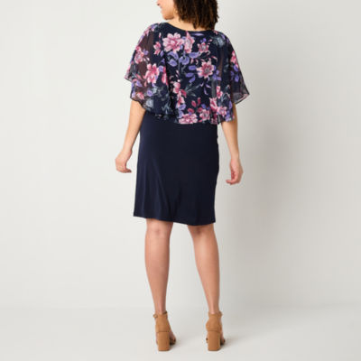 Connected Apparel Sleeveless Floral Popover Sheath Dress