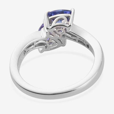 Womens Genuine Purple Tanzanite Sterling Silver Bypass  Cocktail Ring