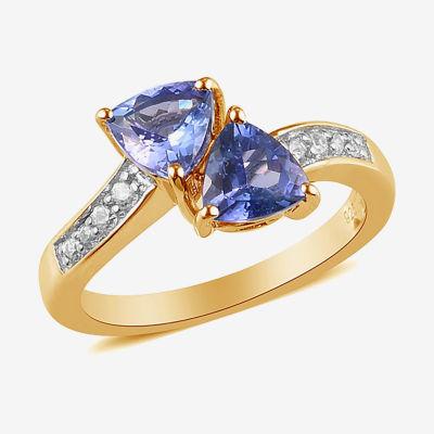 Womens Genuine Purple Tanzanite 14K Gold Over Silver Bypass  Cocktail Ring