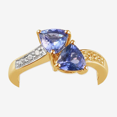 Womens Genuine Purple Tanzanite 14K Gold Over Silver Bypass  Cocktail Ring