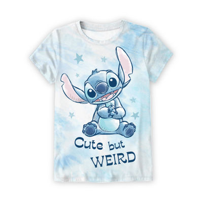 Disney Collection Little & Big Girls Crew Neck Short Sleeve Stitch Graphic T-Shirt