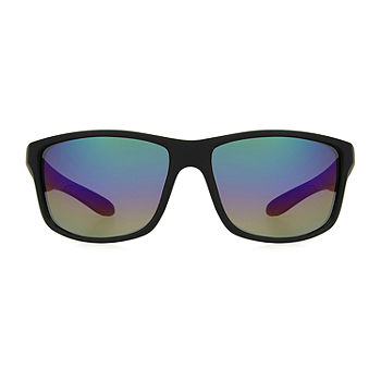 Panama Jack Mens Polarized Rectangular Sunglasses, Color: Black