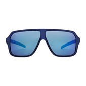 Panama Jack Mens Polarized Rectangular Sunglasses, Color: Black