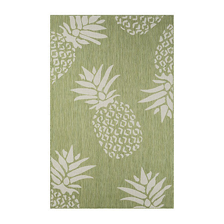 Catherine Pineapples Indoor Outdoor Rectangular Area Rug, One Size, Green