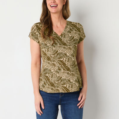 Liz Claiborne Womens V Neck Short Sleeve T-Shirt