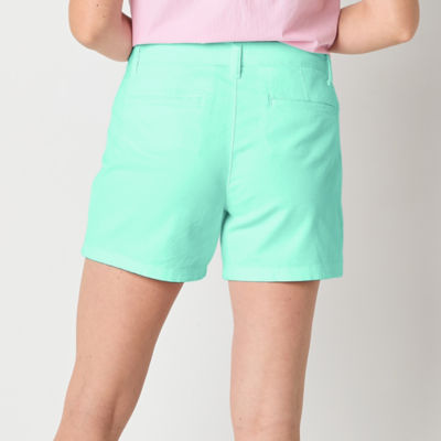 St. John's Bay Womens Mid Rise Secretly Slender 5" Chino Short