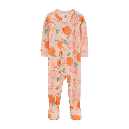 Carter's Toddler Girls Footed Long Sleeve One Piece Pajama, 2t, Orange