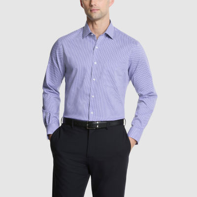 Van Heusen Fitted Everyday Defense Stain Shield Mens Modern Fit Stretch Fabric Wrinkle Free Long Sleeve Dress Shirt