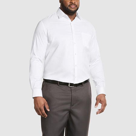 Van Heusen Everyday Defense Mens Big & Tall Classic Fit Stretch Fabric Wrinkle Free Long Sleeve Dress Shirt, 19 37-38, White