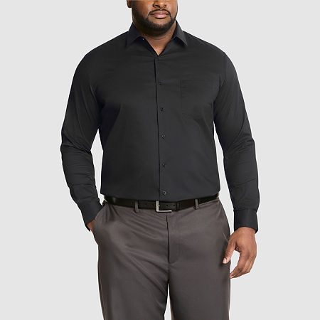 Van Heusen Everyday Defense Mens Big & Tall Classic Fit Stretch Fabric Wrinkle Free Long Sleeve Dress Shirt, 16.5 35-36, Black