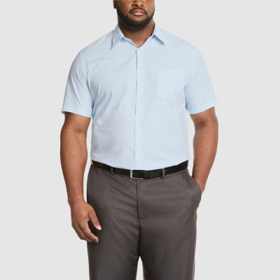 Van Heusen Short Sleeve Poplin Mens Big Tall Classic Fit Wrinkle