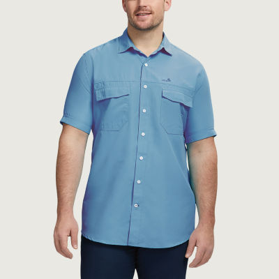 IZOD Mens Short Sleeve Classic Fit Stretch Fabric Big and Tall Button-Down Shirt