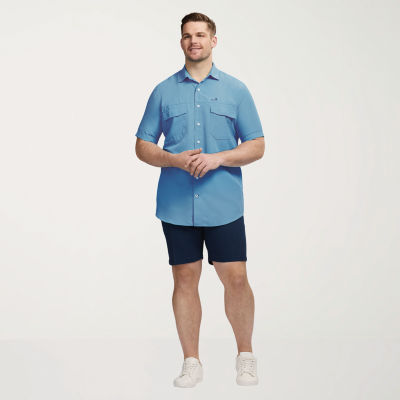 IZOD Mens Short Sleeve Classic Fit Stretch Fabric Big and Tall Button-Down Shirt