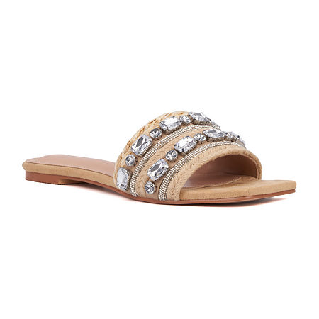 Torgeis Womens Miya Slide Sandals, 8 Medium, White