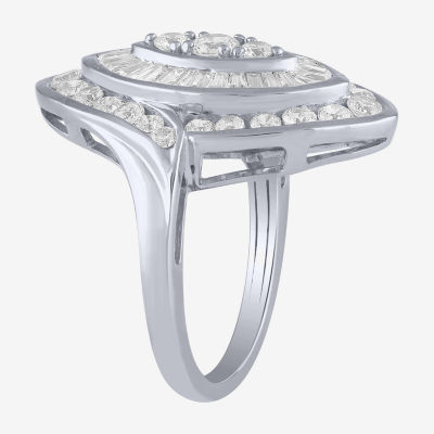 (G/ Si2) Womens 2 CT. T.W. Lab Grown White Diamond 10K Gold Marquise Cluster Cocktail Ring