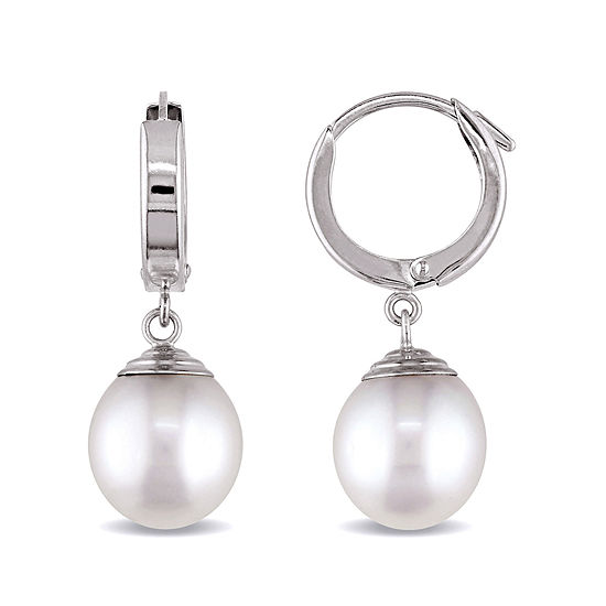 Genuine South Sea Pearl 14K White Gold Clip-On Drop Earrings