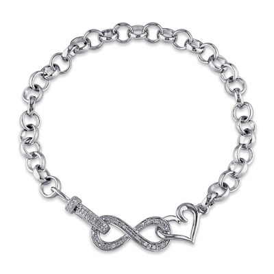 1/10 CT.T.W. Natural Diamond Sterling SIlver Heart & Infinity Bracelet