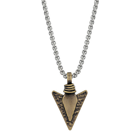 J.P. Army Men's Jewelry Arrow Head Stainless Steel 24 Inch Cable Pendant Necklace