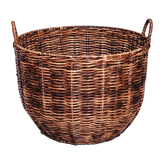 Baum Faux Wicker Round Decorative Storage Basket