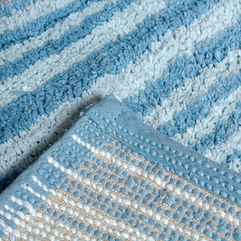 Home Weavers Inc Gradiation Collection Green Stripe Cotton 3 Piece Bath Rug Set