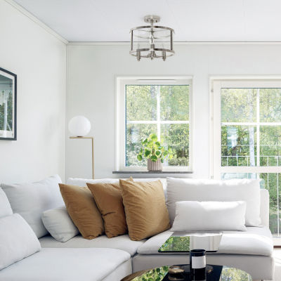 3-Light 13in Industrial Semi Flush Mount Lighting