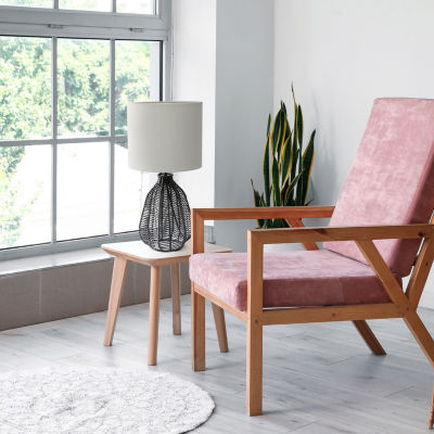 All the Rages 21" Vintage Rattan Wicker Style Paper Rope Bedside Paper Table Lamp