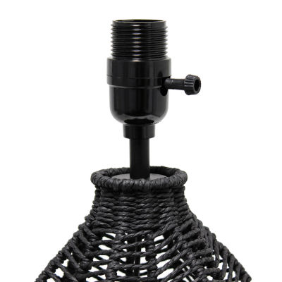 All the Rages 21" Vintage Rattan Wicker Style Paper Rope Bedside Paper Table Lamp