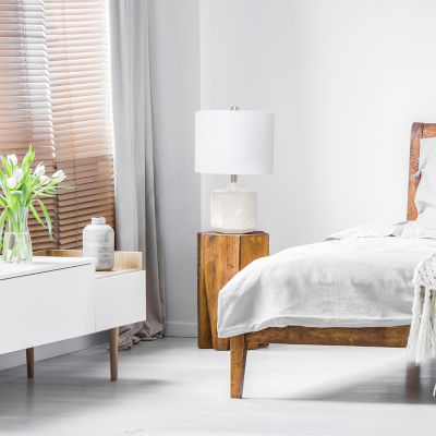 19" Off White Ceramic Eyelet Table Lamp