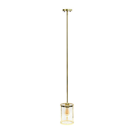1-Light 9.25" Adjustable Hanging Cylindrical Clear Glass Pendant Light, One Size, Yellow
