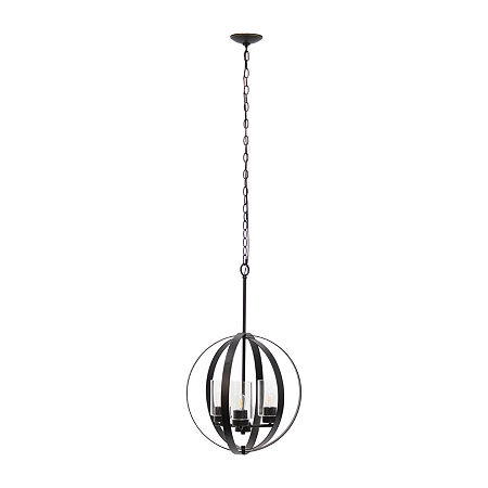 3-Light 18" Adjustable Globe Clear Glass Ceiling Pendant, One Size, Brown